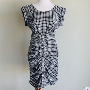Short sleeve plaid button dress